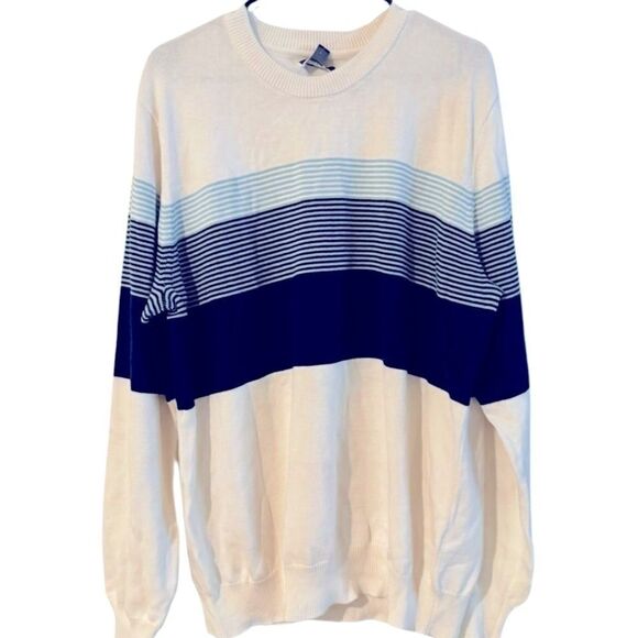 Club Room Men's Striped Sweater Winter Ivory White pullover - Picture 6 of 10